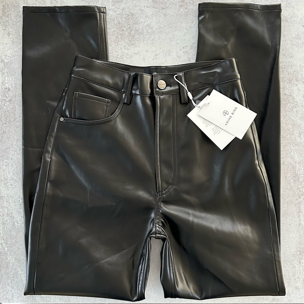 ANINE BING Sonya Faux Leather Pants, Black 25 US 2 FR 34 - Picture 5 of 12